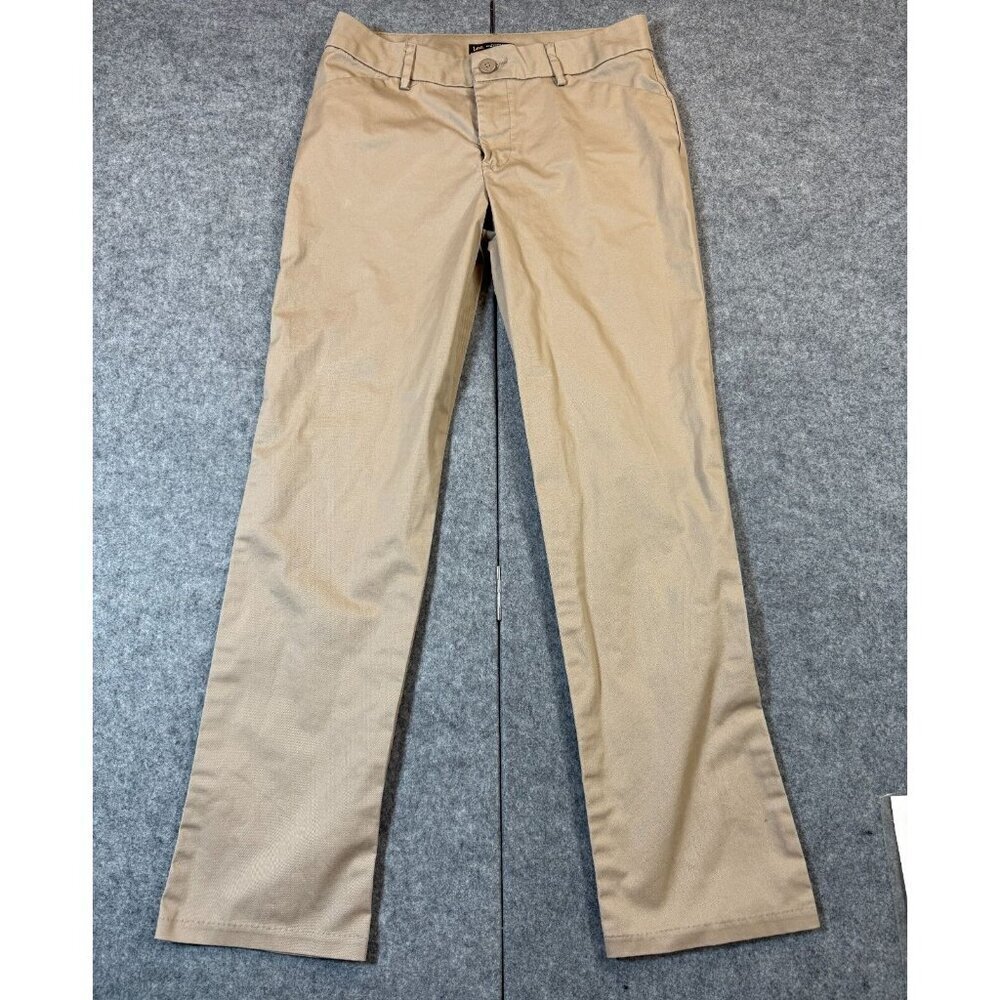 Lee Wrinkle Free Pants Womens 8 Tan Cotton Stretch Relaxed Mid Rise Straight Leg